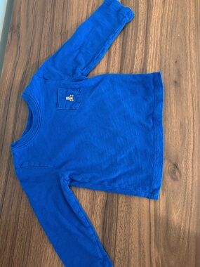 Gap Blue Long-Sleeve Kids Shirt with Pocket Accent 100% Cotton